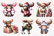 Kawaii Christmas Moose Clipart, an Illustration by Dream Creation (Thumbnail 4 of 7)