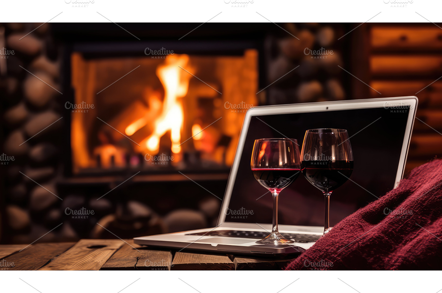 cozy laptop wine ai generated, a Technology Photo by pikepicture