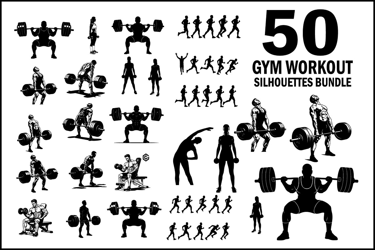 Gym Workout Silhouettes Bundle, an Object Graphic by balal (Photo 1 of 5)