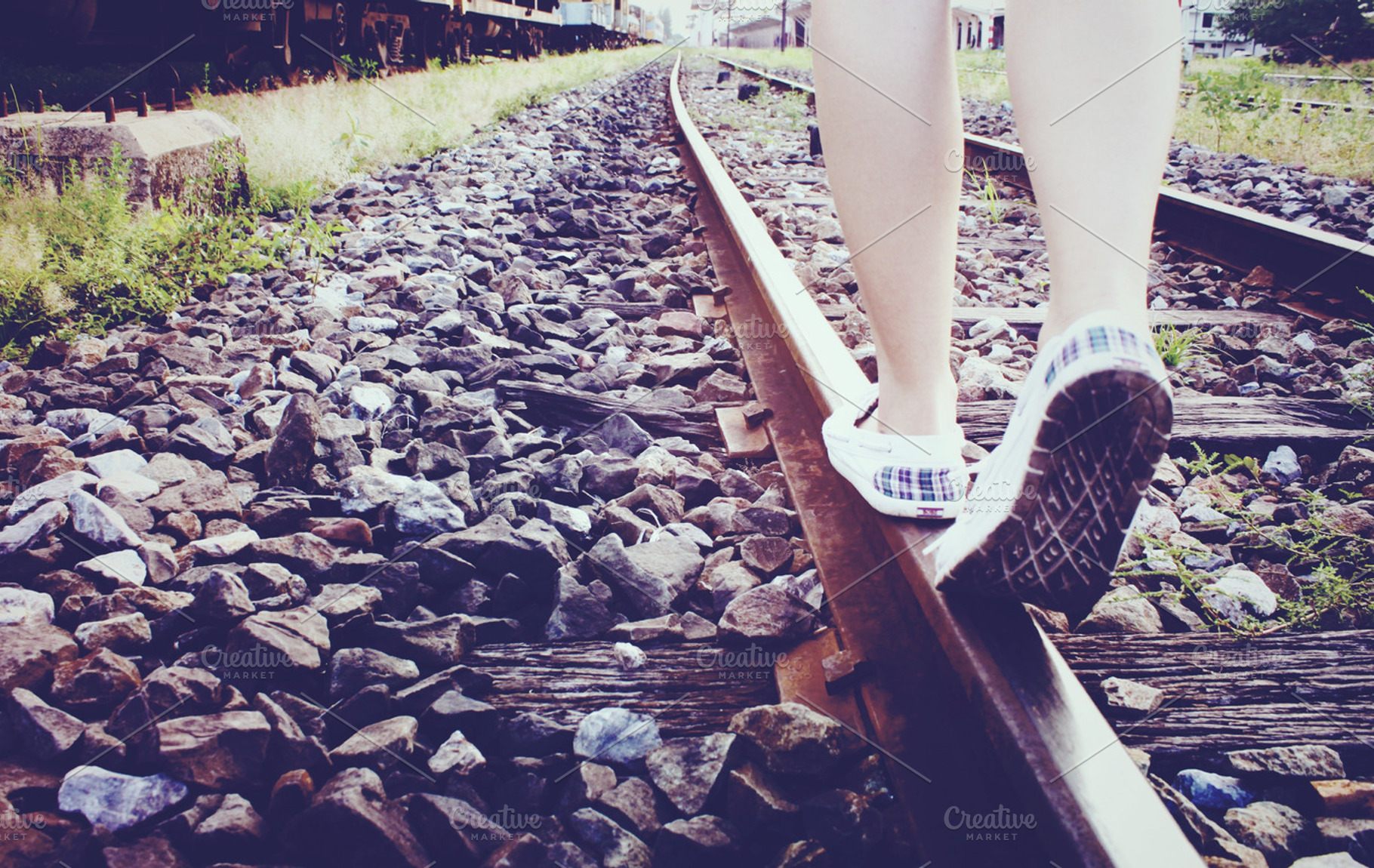 Walking On A Railway In Thailand