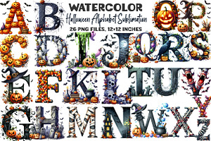 Halloween Alphabet Sublimation, an Illustration by DreamArtGraphic