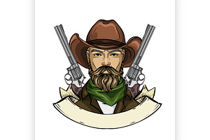 Hand Drawn Sketch Cowboy Icon 1