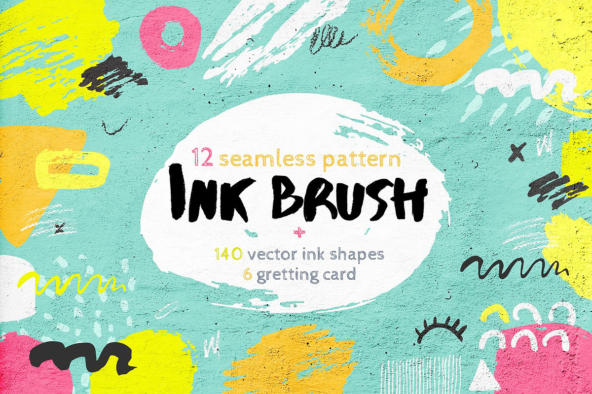 Ink brush pattern, card & shapes, a Pattern Graphic by Bosotochka♥Art