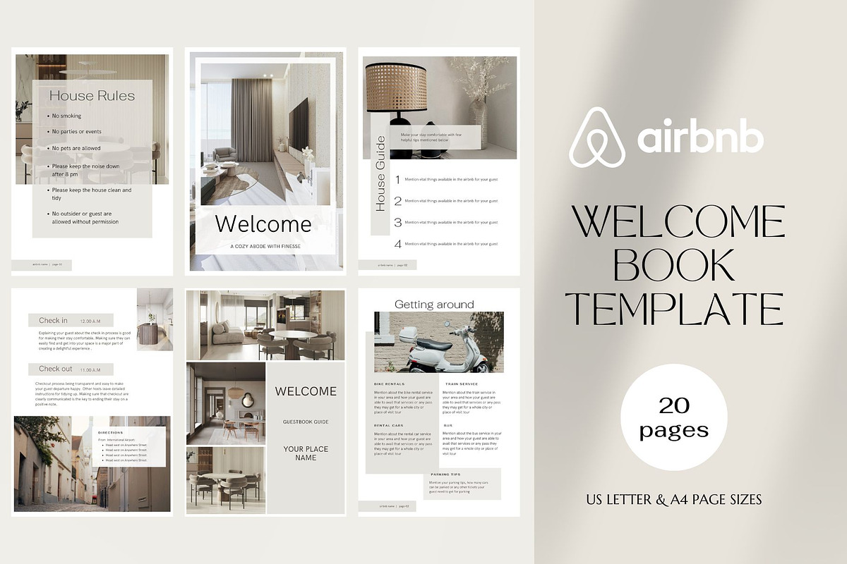 Airbnb Welcome Book Template, a Magazine Template by Deepa Template Studio