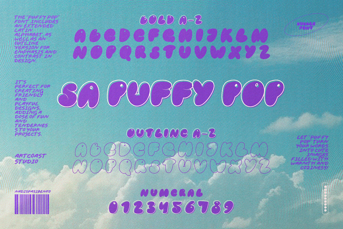 PUFFY POP BUBBLE FONT DUO, a Handwritten Font by Artcoast Fonts (Photo 6 of 12)