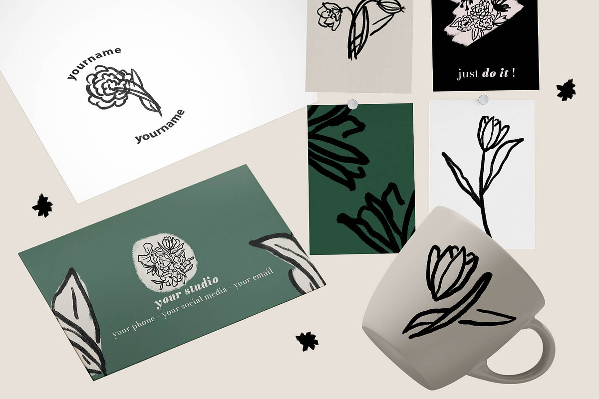 Vintage Floral Line Art, a Decorative Illustration by lilovwishes (Photo 5 of 6)