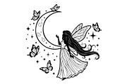 Fairy Moon Butterfly Silhouette, an Object Illustration by Gaye Art (Thumbnail 2 of 31)