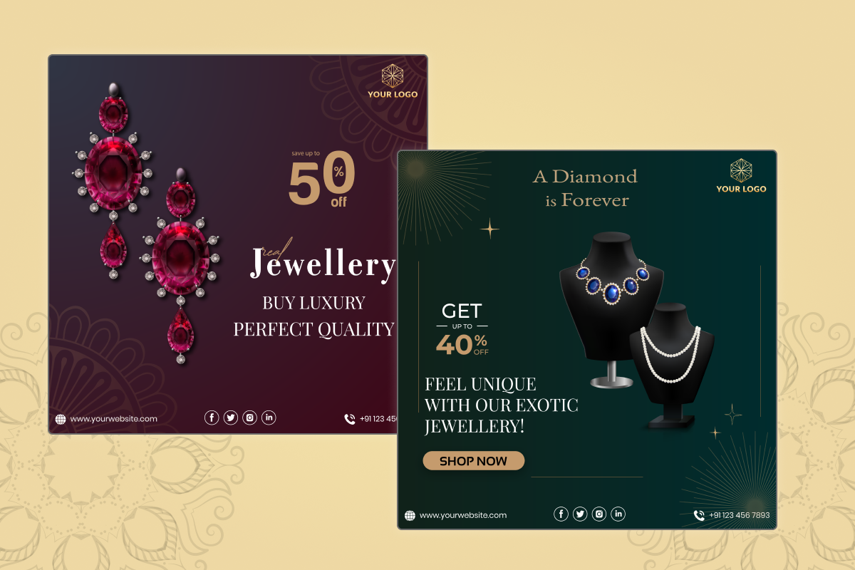 Jewellery Social Media Post Template, a Social Media Template by Uptechies (Photo 2 of 4)