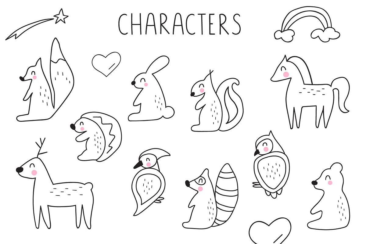 Woodland scandi animals, an Animal Illustration by cutelevindesign (Photo 2 of 9)