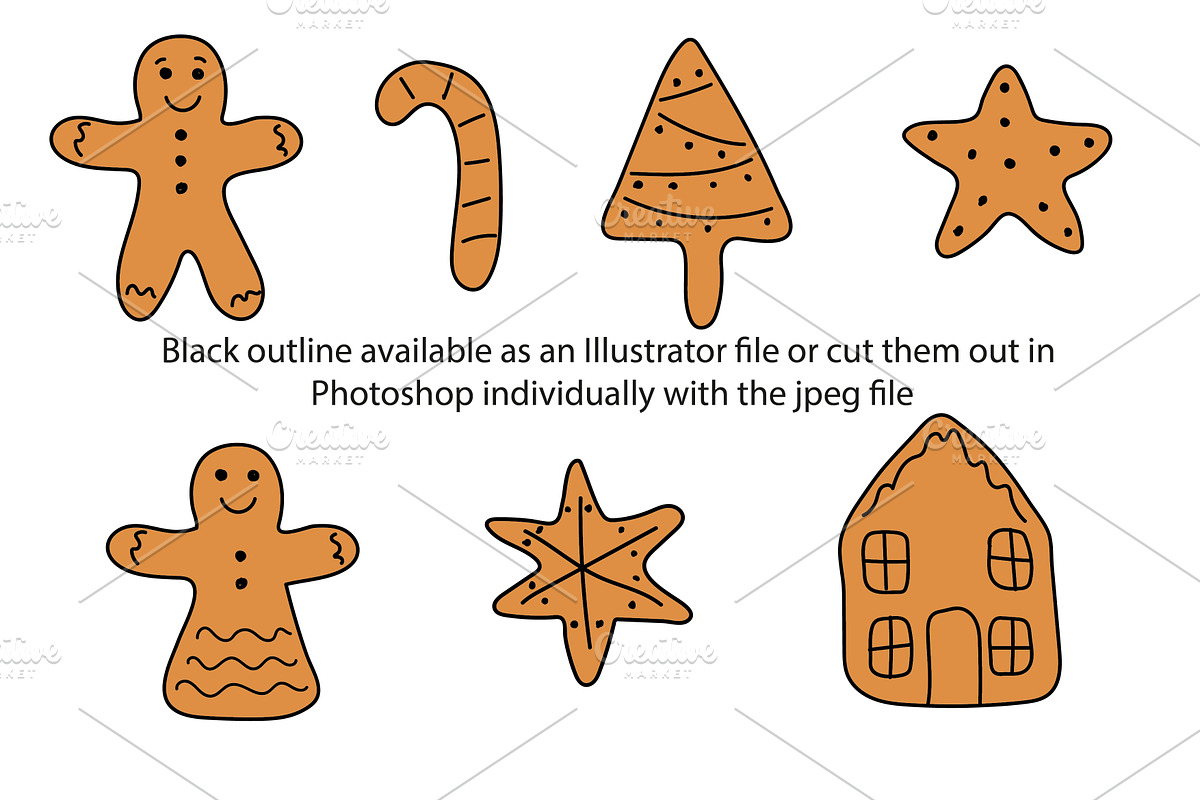Cute doodle gingerbread cookies, a Food Illustration by Liz Pengilley Studio (Photo 2 of 4)