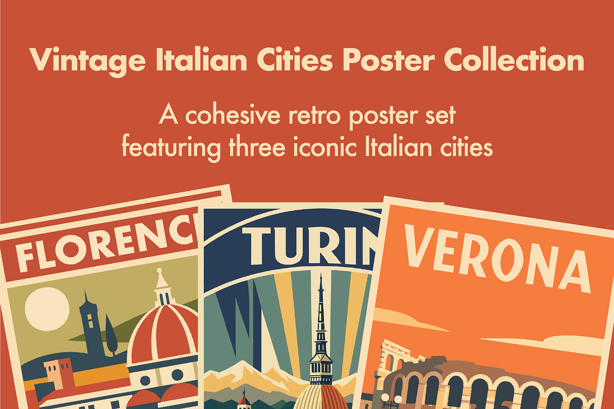 Italian Cities Travel Poster Bundle, an Illustration by rarrarorro (Photo 3 of 5)