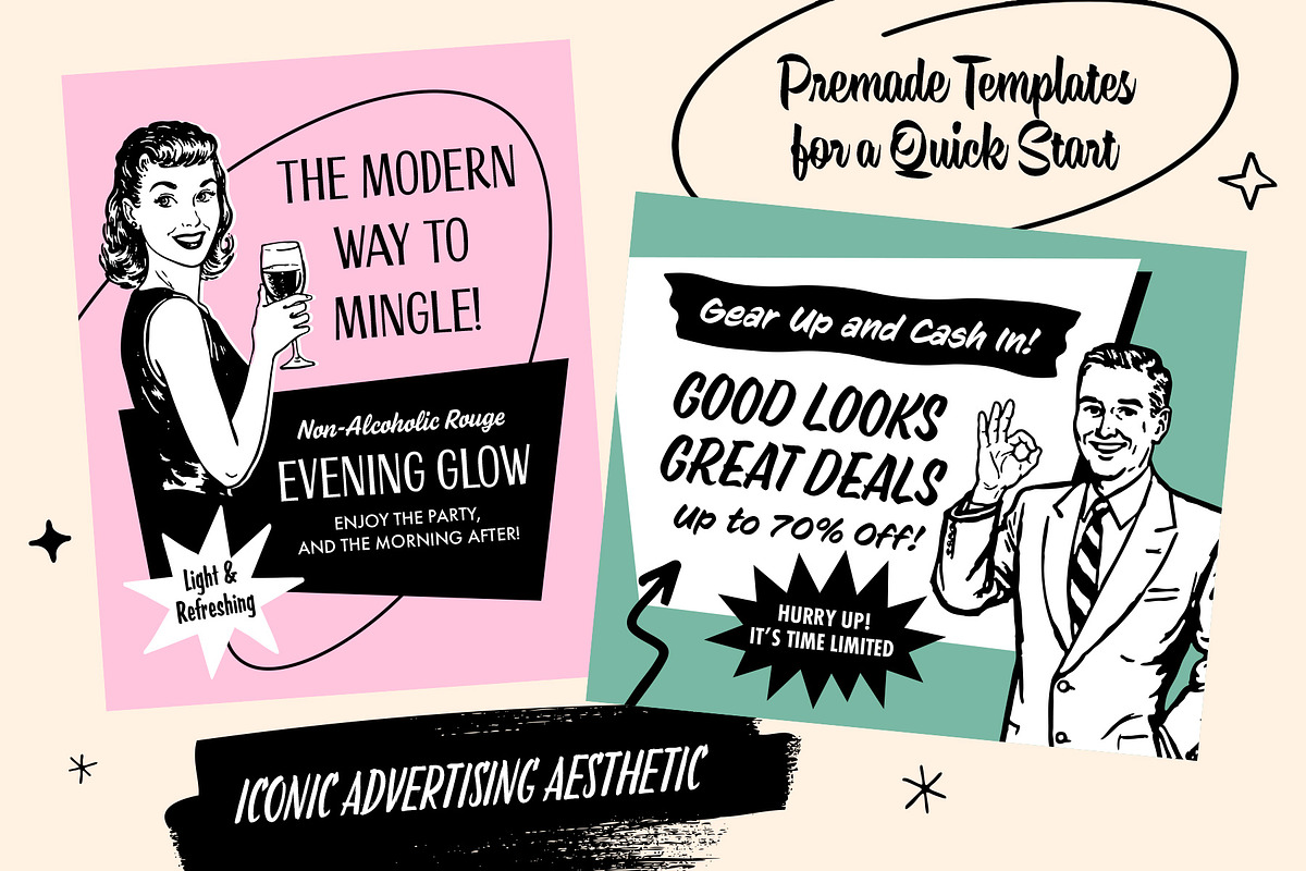 Retro Ad Graphics & Templates, an Object Graphic by Graphic Goods