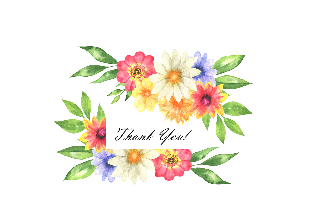 Watercolor colorful flowers clipart, an Illustration by OlDm_Shop (Photo 6 of 6)