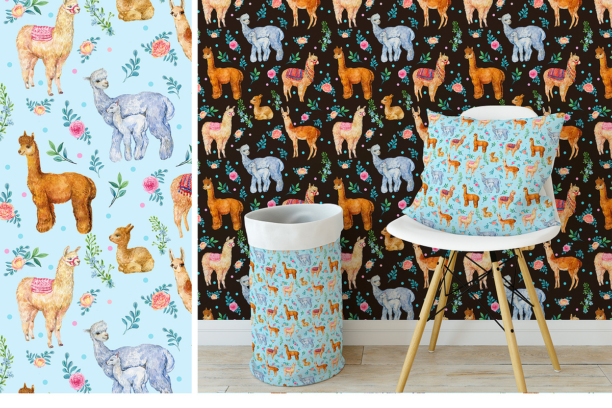 Alpacas and llamas .Seamless pattern, a Pattern Graphic by MitrushovaArt (Photo 8 of 8)