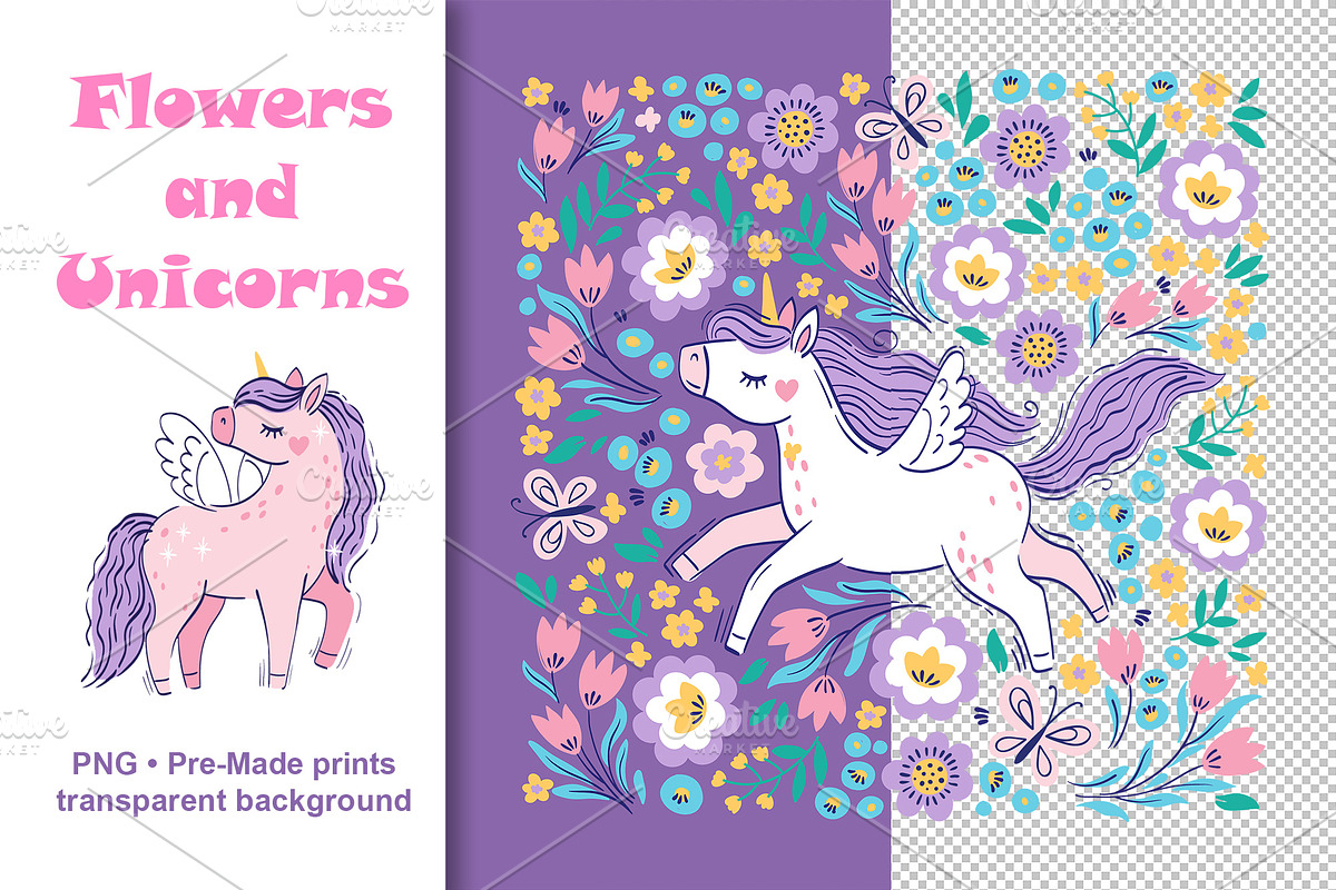 Flowers and Unicorns Patterns, a Pattern Graphic by Nataliia Toporovska (Photo 12 of 12)