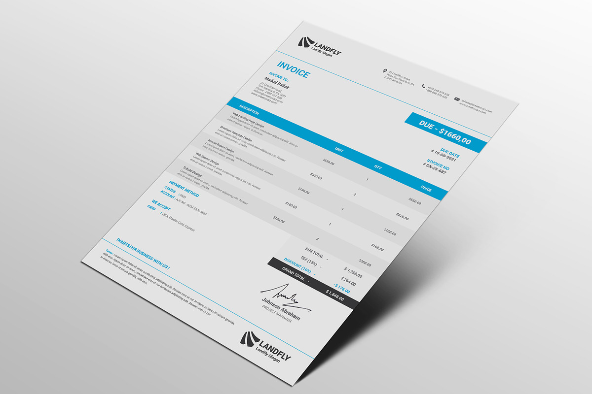 New Invoice Design, a Print Template by alimran24 (Photo 2 of 6)