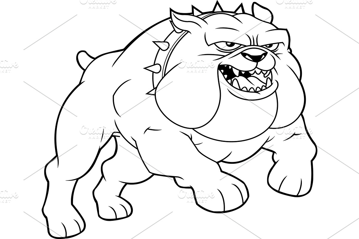 Black and White Angry Bulldog, an Illustration by HitToon