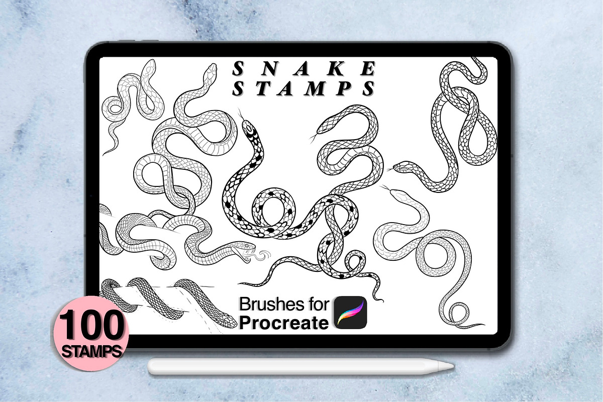 100 procreate snake stamps, a Brush Add-On by Arts For Peace (Photo 8 of 9)