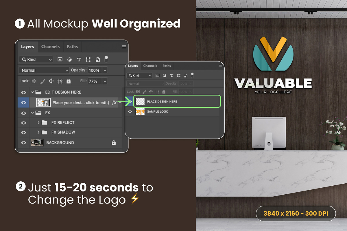 PSD Office Receptionist Wall Mockup, a Product Mockup by Ayy (Photo 2 of 14)