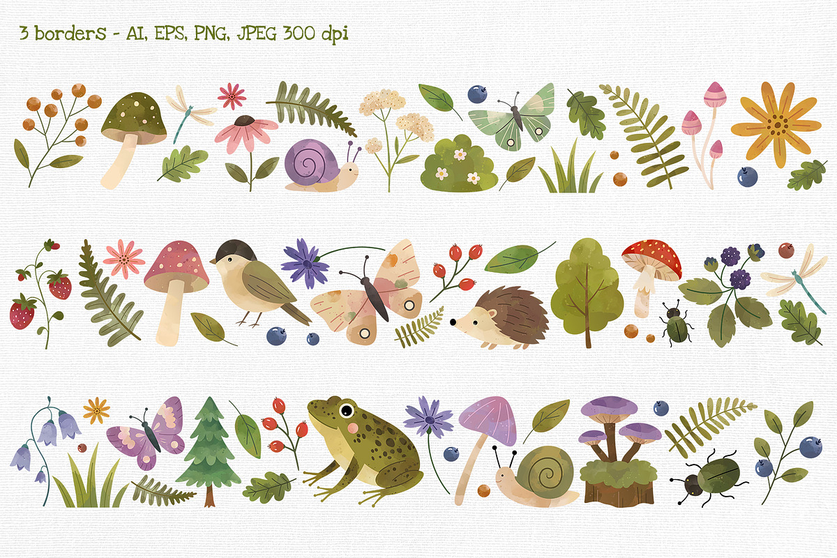 Summer Woodland Watercolor Clipart, a Seasonal Illustration by Hanna's ArtLab (Photo 4 of 6)