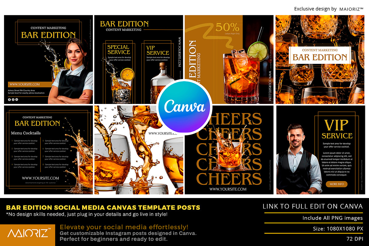 Bar Edition Canva Template Posts, a Social Media Template by Maioriz Shop (Photo 1 of 2)