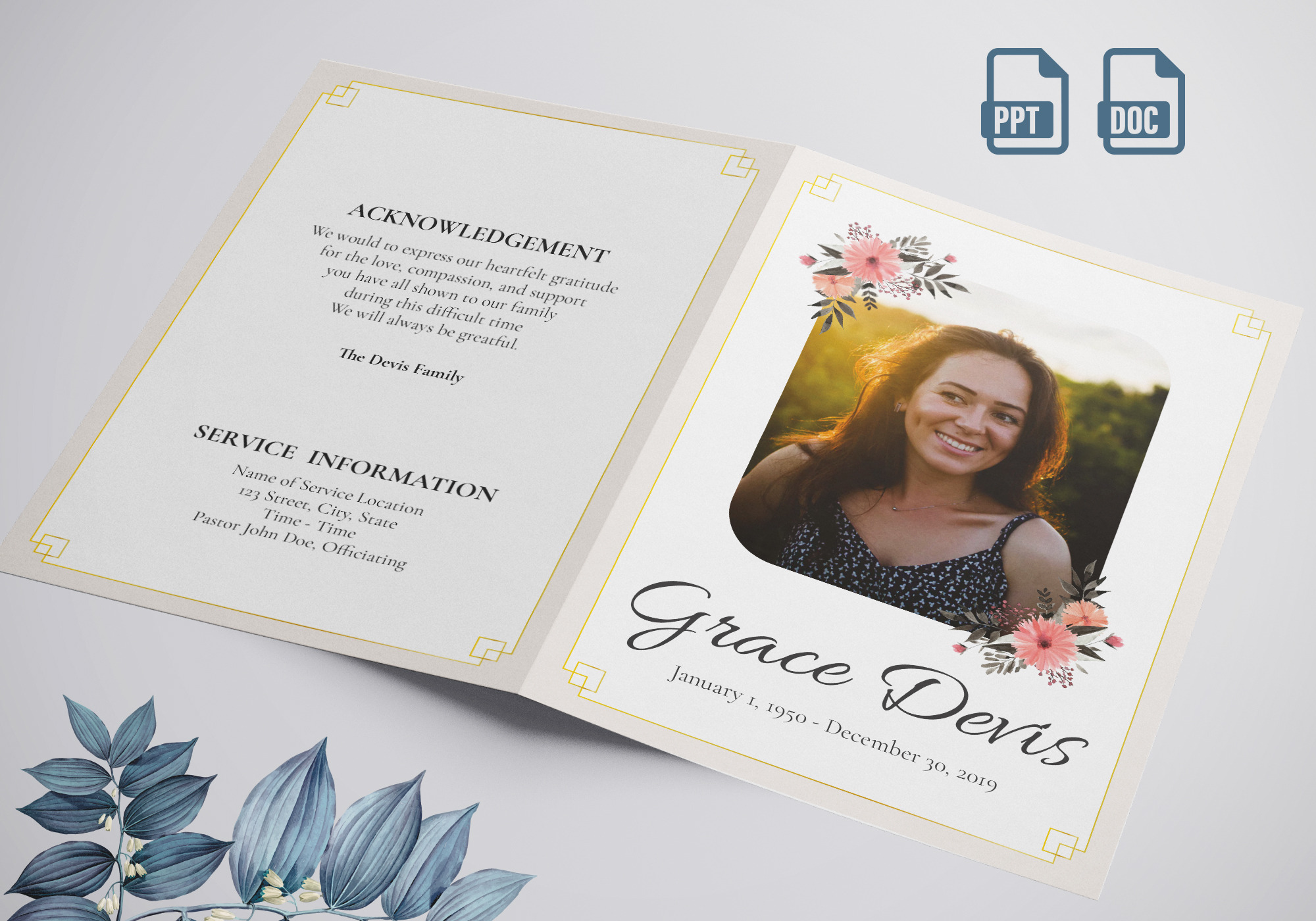 funeral program printing template, a Templates & Theme by TemplateLab