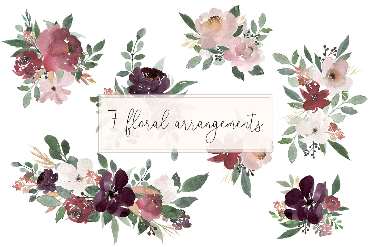 Grace - Blush & Plum Florals, an Illustration by MariePierLaf (Photo 4 of 7)