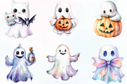 Halloween Iridescent Cute Ghost PNG, an Illustration by CraftArtStudio (Thumbnail 3 of 6)