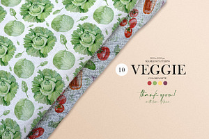 VEGGIE Watercolor Vegetables Pattern