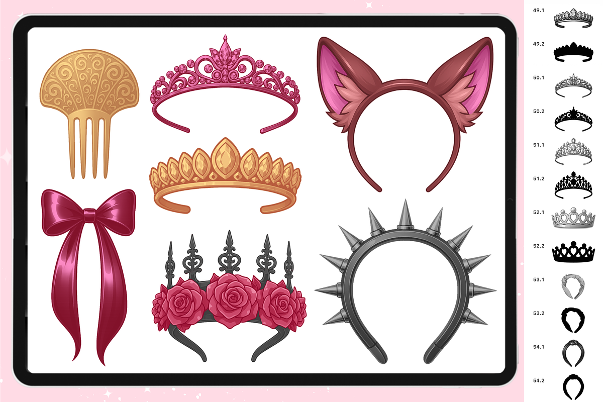 Procreate Hair Accessories brushes, a Brush Add-On by Revabrush (Photo 4 of 6)