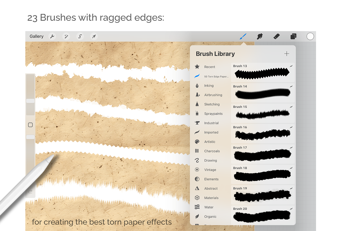 Procreate Torn Edge Paper Brushes, a Brushes & More by HopeArtIllustration (Photo 3 of 6)