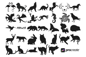 Animal Silhouettes Set 1 Procreate