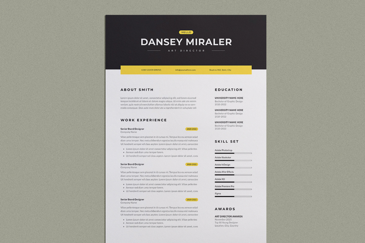 Minimal Resume Template | Word, a Stationery Template by HiveArts (Photo 3 of 4)