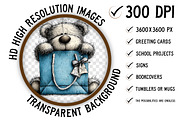Christmas Teddy Bear Blue Clipart, an Illustration by Craft Nest (Thumbnail 3 of 9)