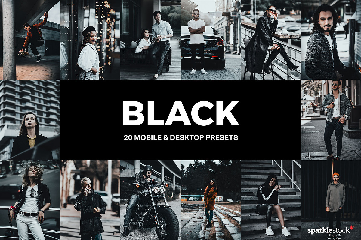 20 Black Lightroom Presets and LUTs, a Preset Add-On by SparkleStock (Photo 1 of 10)