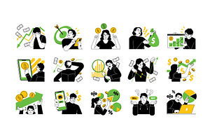 Brokerage people scenes. Money, a Finance Illustration by YummyBuum