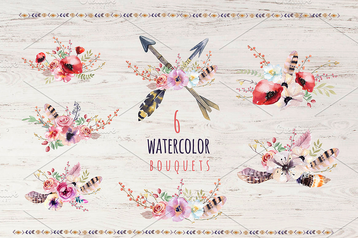Tribe watercolor boho arrows, a Decorative Illustration by Peace ART (Photo 3 of 5)