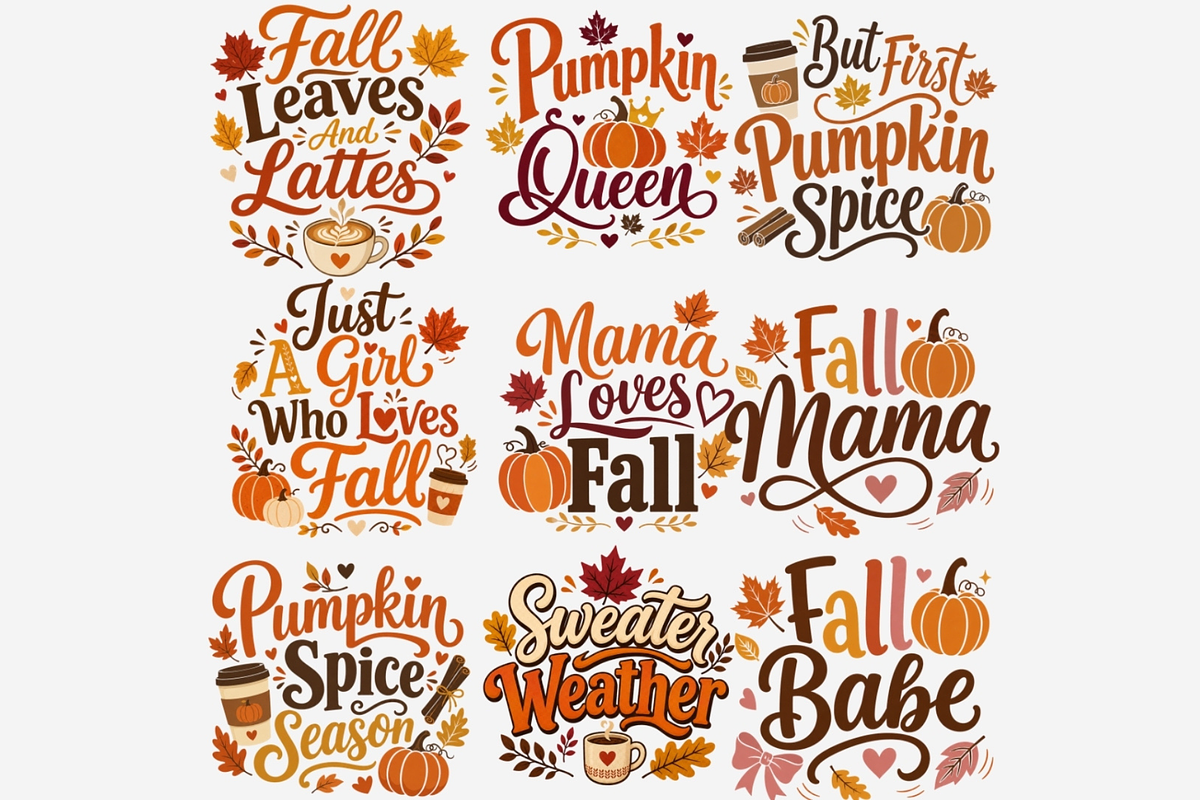 Autumn Phrases PNG Bundle, a Seasonal Illustration by Tanya Kart (Photo 6 of 11)