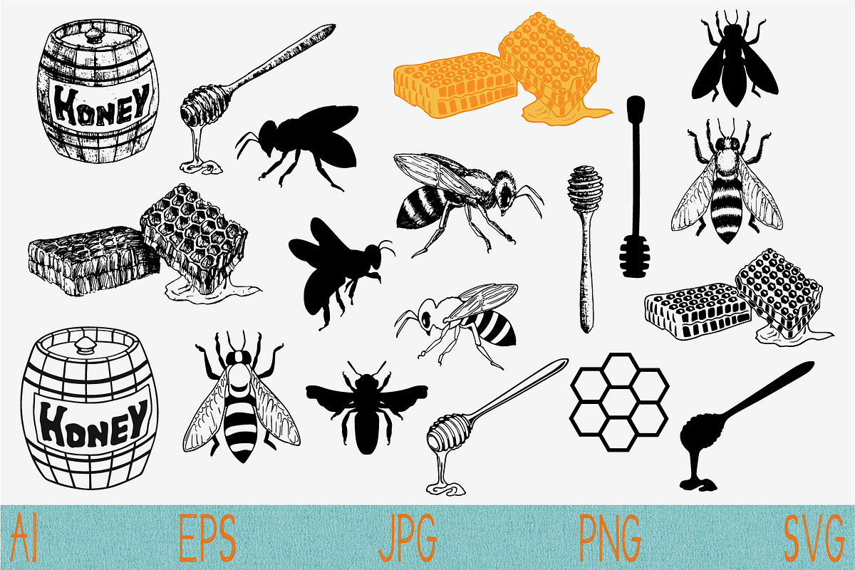 Honey svg bee vector png eps, an Object Graphic by FileVectorSVG (Photo 1 of 3)