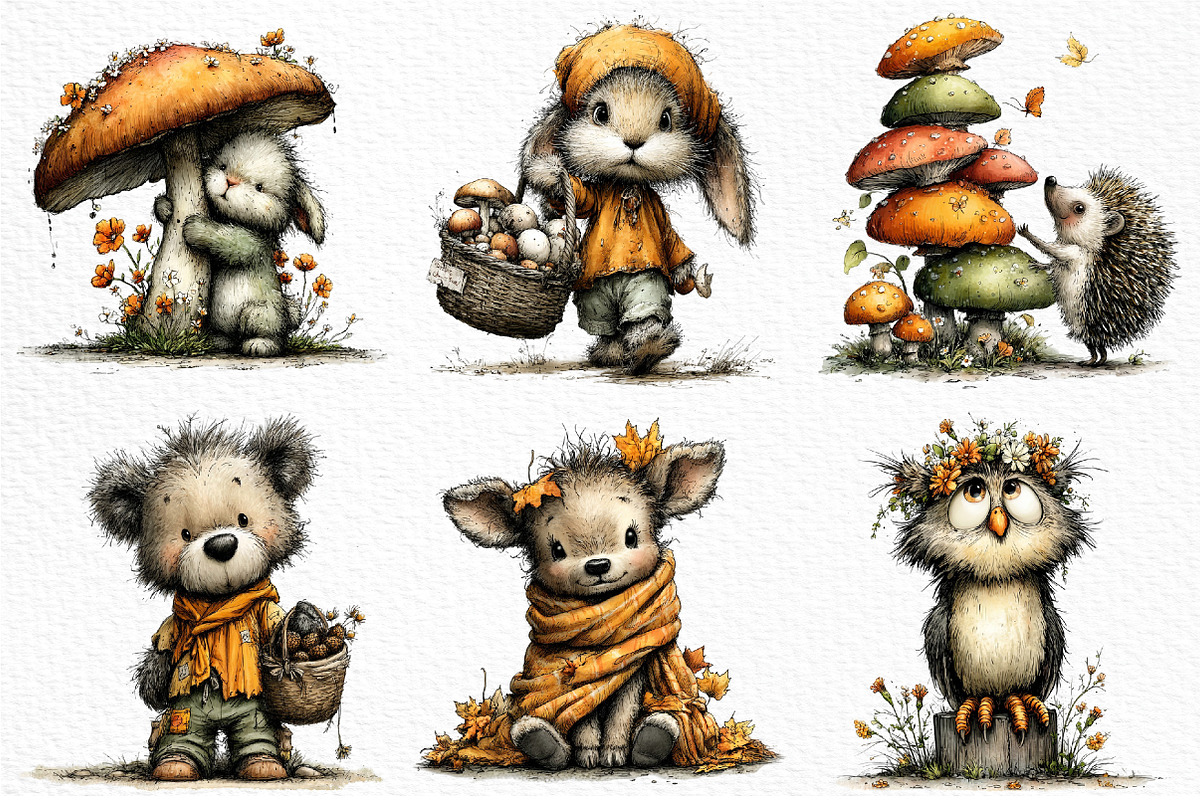 Quirky Woodland Animals PNG Clipart, a Seasonal Illustration by Craft Nest (Photo 4 of 6)