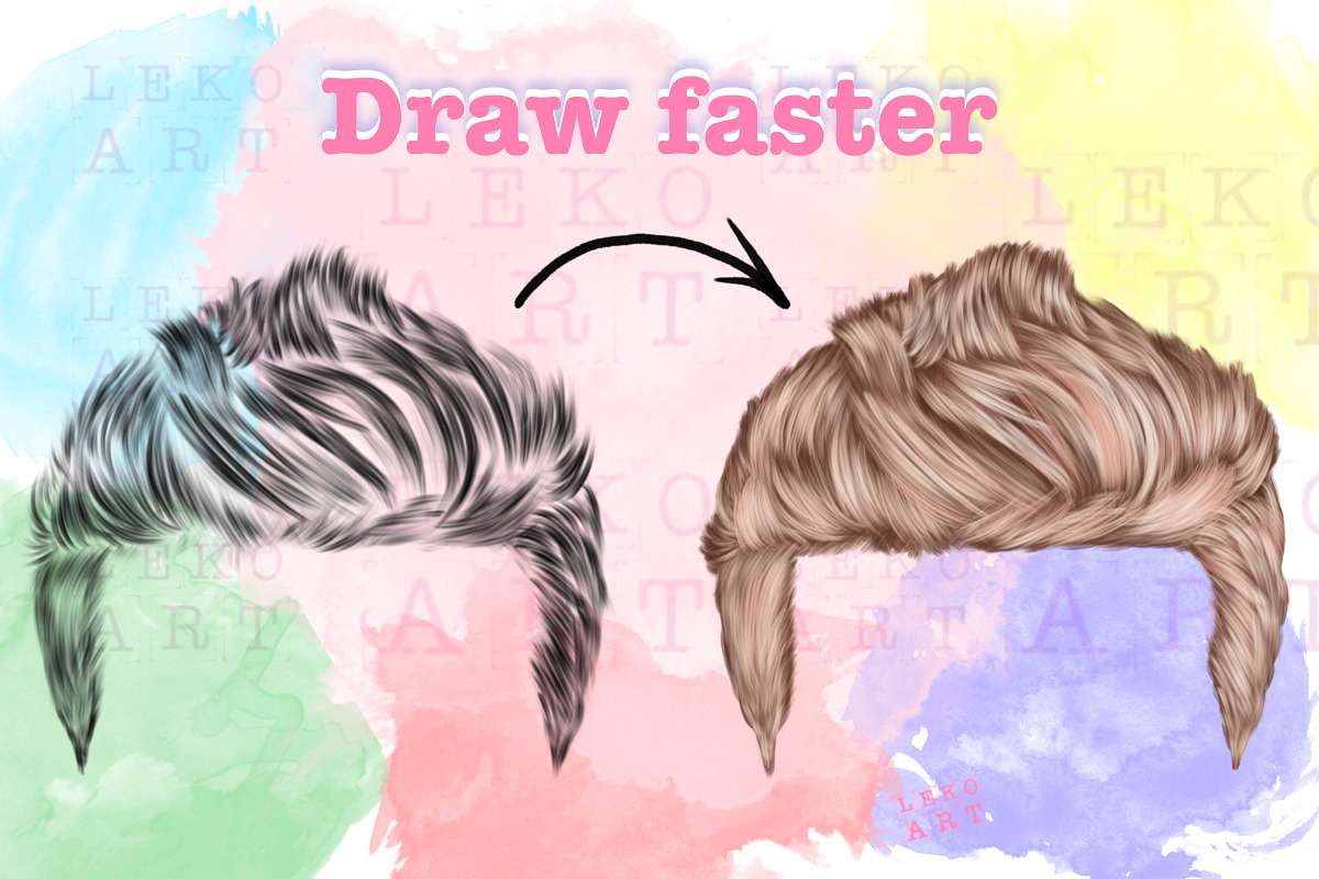 Man Hair Brush Stamps Procreate, a Brush Add-On by LekoArt (Photo 4 of 4)