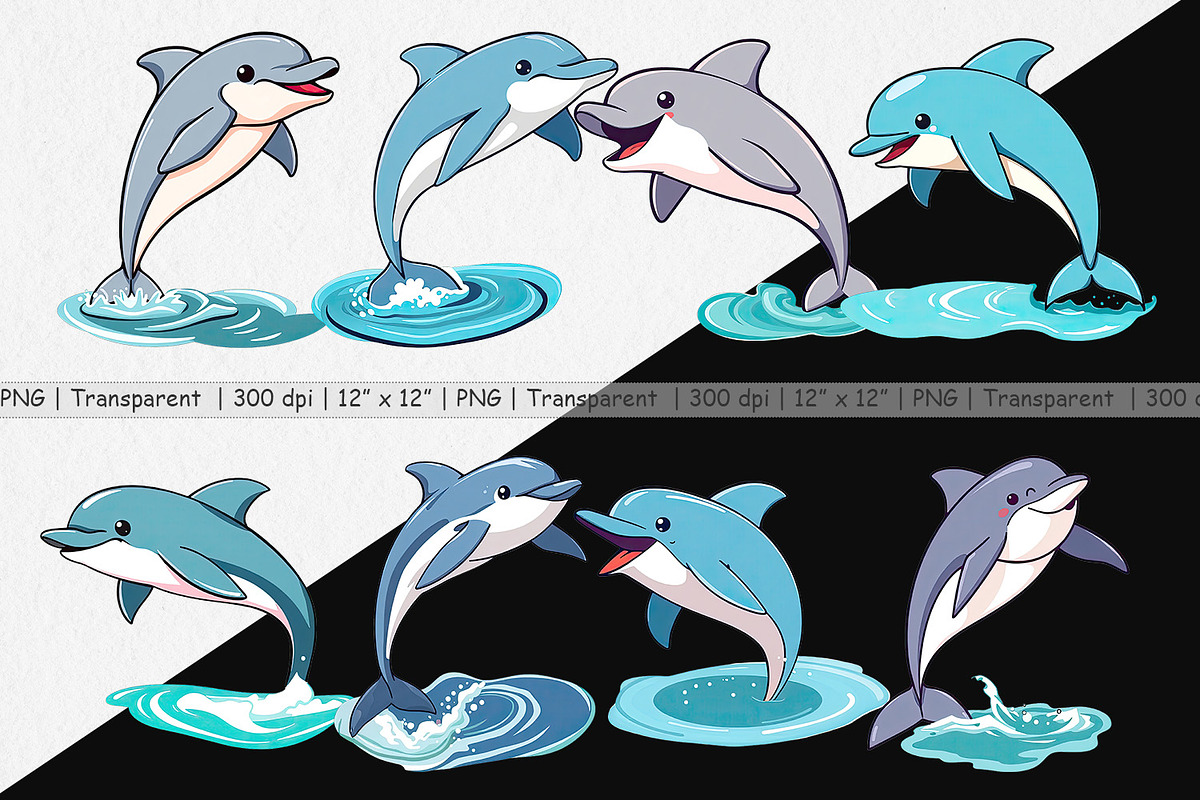 Jumping Dolphin Clipart, a Graphic by Artnoy (Photo 2 of 5)