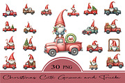 Christmas Cute Gnome and Truck Clipa, an Illustration by CrexoraLab (Thumbnail 2 of 5)