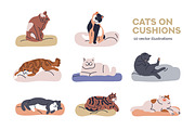 Cute cats on pet beds, cushions set, an Animal Illustration by Good Studio (Thumbnail 1 of 5)