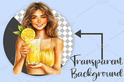 Watercolor Summer Girl Clipart PNG, an Illustration by Canvas Craft (Thumbnail 2 of 7)