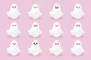 Cute Ghost Emoji Set, an Emoji Icon by PsychocheArt (Thumbnail 1 of 3)