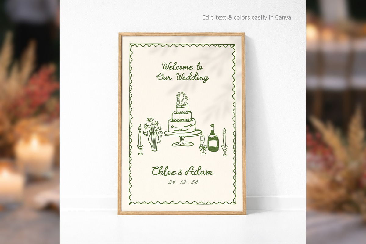 Wedding Welcome Sign Canva bd003, a Poster Template by TyphoonStudio (Photo 5 of 9)