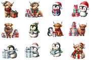 Christmas Highland Cow Clipart, an Illustration by Designworld (Thumbnail 3 of 4)