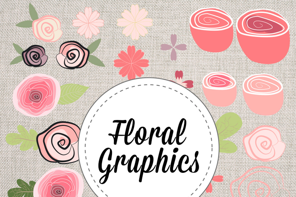 Floral Vector Hand Drawn Graphics, an Illustration by TheBlogLoft