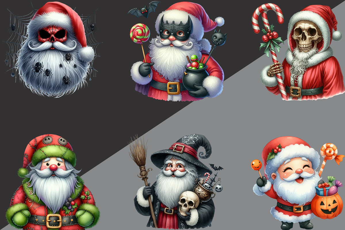 Halloween Santa Clipart, an Illustration by Black Bird Studio (Photo 4 of 6)